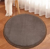 My Evilla Modern Dekoratif Halı Jel Kaymaz Taban Peluş Yuvarlak Model Vizon Renk Saçaklı - 1