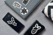 30 Adet Yılbaşı Christmas JDM Araba Stickers Motor Bisiklet Laptop Sticker Etiket Çıkartma Siyah - 2