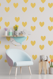 Gold (Altın Sarı) Şirin Kalp Çocuk Odası Sticker 100 Adet 4 Cm Her Renk - 1