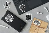 30 Adet Yılbaşı Christmas JDM Araba Stickers Motor Bisiklet Laptop Sticker Etiket Çıkartma Siyah - 3