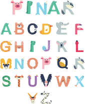 Sticker Master Sevimli Hayvanlı Harfler Dekoratif Bebek Çocuk Odası Duvar Etiket Sticker - 1