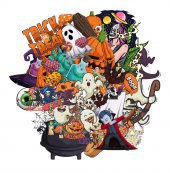 Sticker Master 60 Parça Halloween Sticker Etiket Çıkartma Pc Laptop Araba Oto Motor Ortalama 8-10 Cm - 1