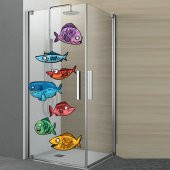 Komik Balıklar Duşakabin ve Banyo Sticker Etiket Çıkartma - 1