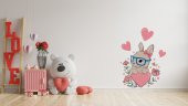 Sevimli Kalpli Tavşan Pembe Kalpli Bebek ve Çocuk Odası Duvar Sticker Seti 55 x 75 CM - 1