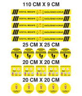 Sticker Master Sosyal Mesafe Uyarı Sticker 5 Li Set 20 Adet Sarı thumbnail 1