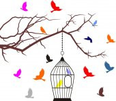 Sticker Masters Ağaç Ve Kuşlar Duvar Sticker thumbnail 1