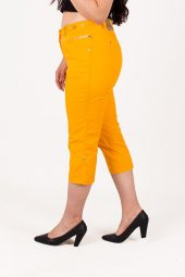 Truva Xxl Büyük Beden Kadın Giyim Kapri Pantolon Hardal KŞ050 - 2