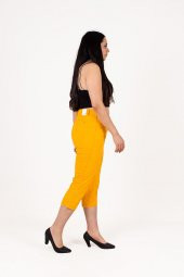 Truva Xxl Büyük Beden Kadın Giyim Kapri Pantolon Hardal KŞ050 - 6