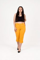 Truva Xxl Büyük Beden Kadın Giyim Kapri Pantolon Hardal KŞ050 - 1