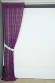 ŞAL MODEL MOR RENK TEK KANAT Hazır dikilmiş Pileli Fon Perde 75*260 cm thumbnail 5