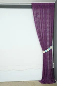 ŞAL MODEL MOR RENK TEK KANAT Hazır dikilmiş Pileli Fon Perde 75*260 cm thumbnail 6