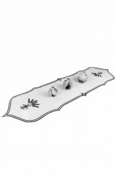 Nakışlı Runner Amerikan Servisi 32*130 cm Beyaz-Siyah - 1