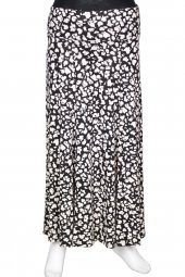 Barem Kadın Arzu Korsajlı Parçalı El Çizim Desenli Siyah Etek - 1