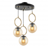 TT Aydınlatma TT014-3Y ESK  Eskitme Kaplama - Siyah Bal Camlı 3 lü Yuvarlak Avize thumbnail 1