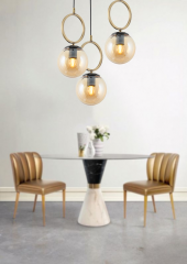 TT Aydınlatma TT014-3Y ESK  Eskitme Kaplama - Siyah Bal Camlı 3 lü Yuvarlak Avize thumbnail 2