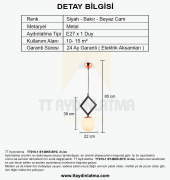 TT Aydınlatma TT015-1 SY  Mat Siyah - Bakır Beyaz Camlı Tekli Avize - 3