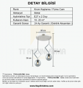 TT Aydınlatma TT015-2 KR  Krom Kaplama Füme Camlı 2 li Avize - 3
