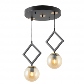 TT Aydınlatma TT015-2 SY  Mat Siyah - Eskitme Bal Camlı 2 li Avize thumbnail 1