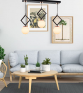 TT Aydınlatma TT015-3S SY  Mat Siyah - Bakır Beyaz Camlı 3 lü Sıralı Avize thumbnail 1