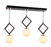 TT Aydınlatma TT015-3S SY  Mat Siyah - Bakır Beyaz Camlı 3 lü Sıralı Avize thumbnail 2