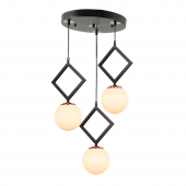 TT Aydınlatma TT015-3Y SY  Mat Siyah - Bakır Beyaz Camlı 3 lü Yuvarlak Avize thumbnail 1