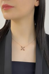 8 Ayar Altın 0.17 Ct Elmas Çiçek Desenli Kolye - 1