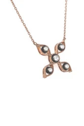 8 Ayar Altın 0.17 Ct Elmas Çiçek Desenli Kolye - 3