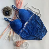 Dantel Detaylı, Çapraz Aksesuarlı,Destekli Sütyen-Külot Takımı - 2