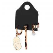 KL-MASK DETAY ÜÇLÜ ROSE RENK KÜPE - 1