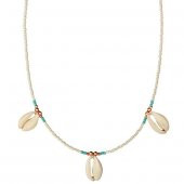 KL-BEYAZ BONCUK DİZİ DENİZ YILDIZI DETAY KOLYE ROSE RENK - 1