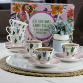 Tantitoni Lovely Kaktüs 6Lı New Bone Kahve Fincan Takımı - 6