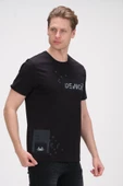 Erkek Baskı Desenli Bisiklet Yaka Pamuklu Kısa Kollu Basic T-Shirt - 4
