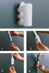 Silikon Vantuzlu Duş Başlığı Askısı Duş Ahize Tututcu Vidasız 7 Vantuzlu Tutucu - 3