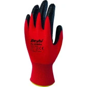 Beybi Pn Zebra Polyester Örme Kırmızı Nitril Eldiven No: 10 1 Çift - 1