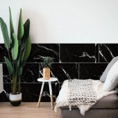 Renkli Duvarlar Tezgah Arası Kendinden Yapışkanlı PVC Siyah Kaplama Paneli 30x60 cm - 5