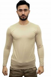 Bej Askeri Termal Microfiber Uzun Kol Tişört- Mikrofiber - 1