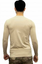 Bej Askeri Termal Microfiber Uzun Kol Tişört- Mikrofiber - 2