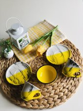 Den Tasarım Hediyelik Seramik 2 kişilik Kahve Fincan Seti Lokumluk Kaseli Sarı thumbnail 1