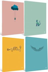 Motivasyon Defter Buluttan Salıncak+Kedicik+Trend+Kanat - 1