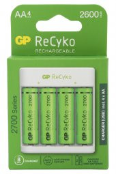 GP Recyko E411 USB AA-AAA Şarj Cihazı '' GP Recyko 2700 mAh AA Kalem Pil 4lü - 1
