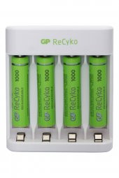 GP Recyko E411 USB AA-AAA Şarj Cihazı  GP Recyko 1000 mAh AAA İnce Pil 4lü - 2