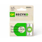 GP Batteries ReCyko 3000 mAh C Boy Orta Ni-MH Şarjlı Pil, 1.2 Volt, 2li Kart - 1