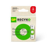 Gp Batteries Recyko 2700 Aa Kalem Ni-Mh Şarjlı Pil" 1.2 Volt" 6Lı Kart - 1