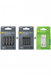 GP E211 USB AA-AAA Şarj Cihazı  GP ReCyko Pro 2000 mAh 4lü AA  GP ReCyko Pro 800 mAh 4lü AAA - 1