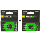 GP ReCyko Pro 2000 mAh 4lü AA Kalem  GP ReCyko Pro 800 mAh 4lü AAA İnce Kalem - 1