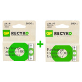 GP ReCyko 2700 Serisi 4lü AA Kalem  GP ReCyko 1000 Serisi 4lü AAA İnce Kalem - 1