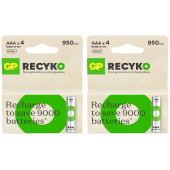 Gp Recyko 1000 Serisi Aaa İnce Kalem 8Li Şarj Edilebilir Pil - 1