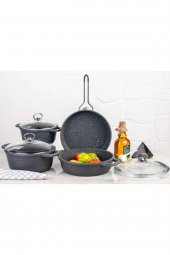 Meşeler Lisa Granit Döküm 7 Prç Tencere Seti-Gri - 1