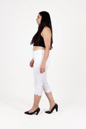 Truva Xxl Büyük Beden Kadın Giyim Pamuklu Kapri Beyaz Kş052 - 4