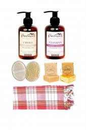 Parnassos Aromaterapi Çikolata&Yasemin Masaj Yağı 300ML&Yüz Kesesi &Doğal Sabun x2 &Ekoseli Peştamal - 1